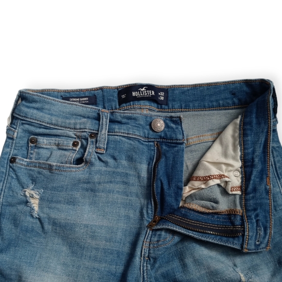 HOLLISTER MEN'S RIPPED LIGHT WASH BLUE  STRETCH SKINNY JEANS.SIZE W32 /L30 - Picture 15 of 15